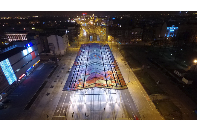 LODZ Tramstattion ETFE - Night view